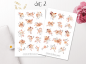 Preview: Beige Blumen Sticker Set